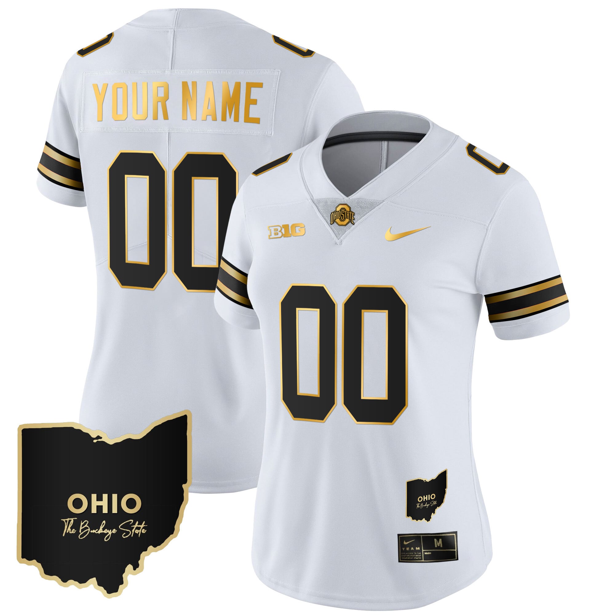 Ohio State Buckeyes 2023 Vapor Limited Gold Custom Jersey - Ohio Patch - All Stitched