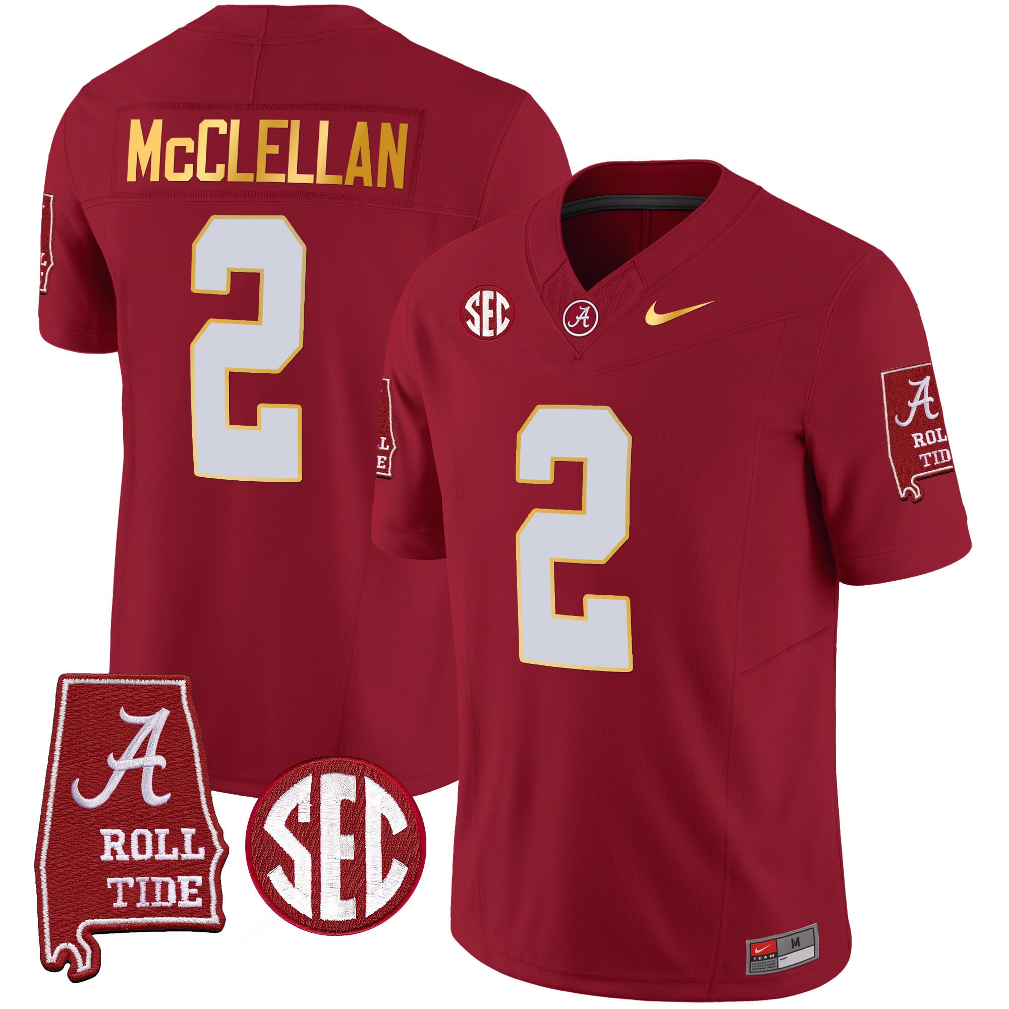 Men's Alabama Crimson Tide Gold Trim Vapor Jersey - Alabama Map - All Stitched
