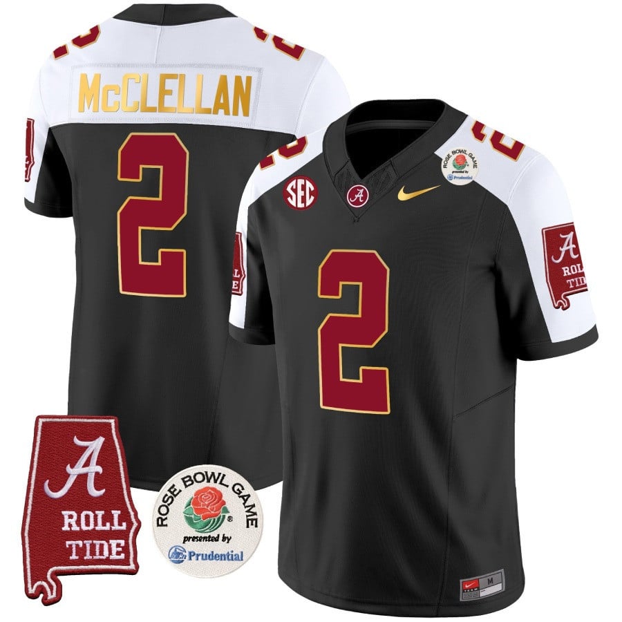 Men's Alabama Crimson Tide Rose Bowl Patch Gold Trim Vapor Limited Jersey - All Stitched