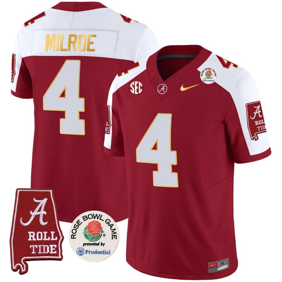 Men's Alabama Crimson Tide Rose Bowl Patch Gold Trim Vapor Limited Jersey - All Stitched