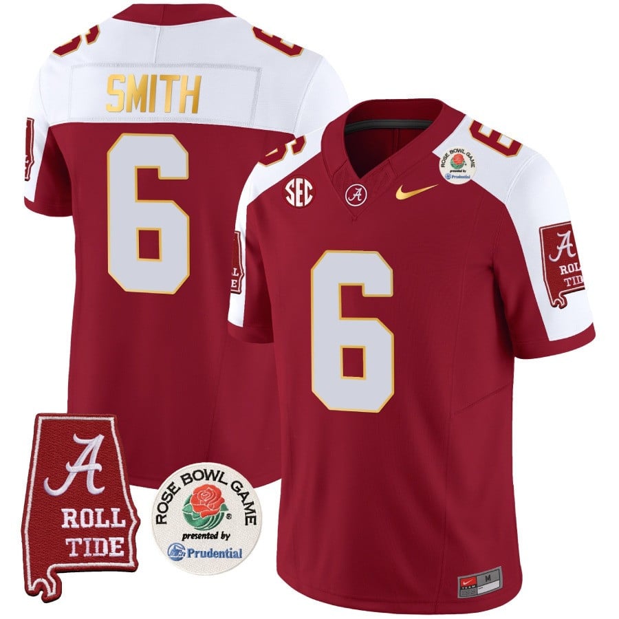 Men's Alabama Crimson Tide Rose Bowl Patch Gold Trim Vapor Limited Jersey - All Stitched