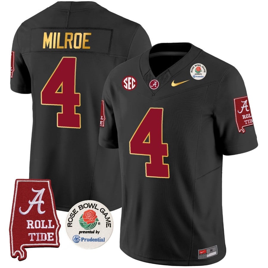 Men's Alabama Crimson Tide Rose Bowl Patch Gold Trim Vapor Limited Jersey - All Stitched