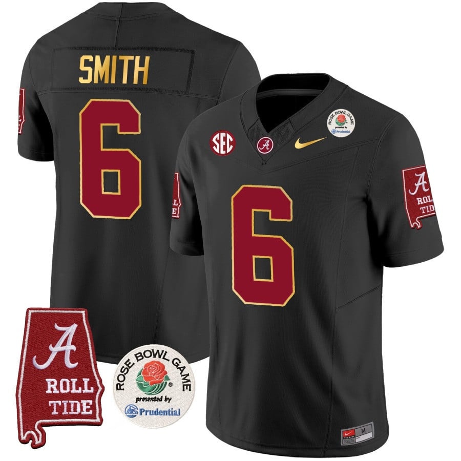 Men's Alabama Crimson Tide Rose Bowl Patch Gold Trim Vapor Limited Jersey - All Stitched