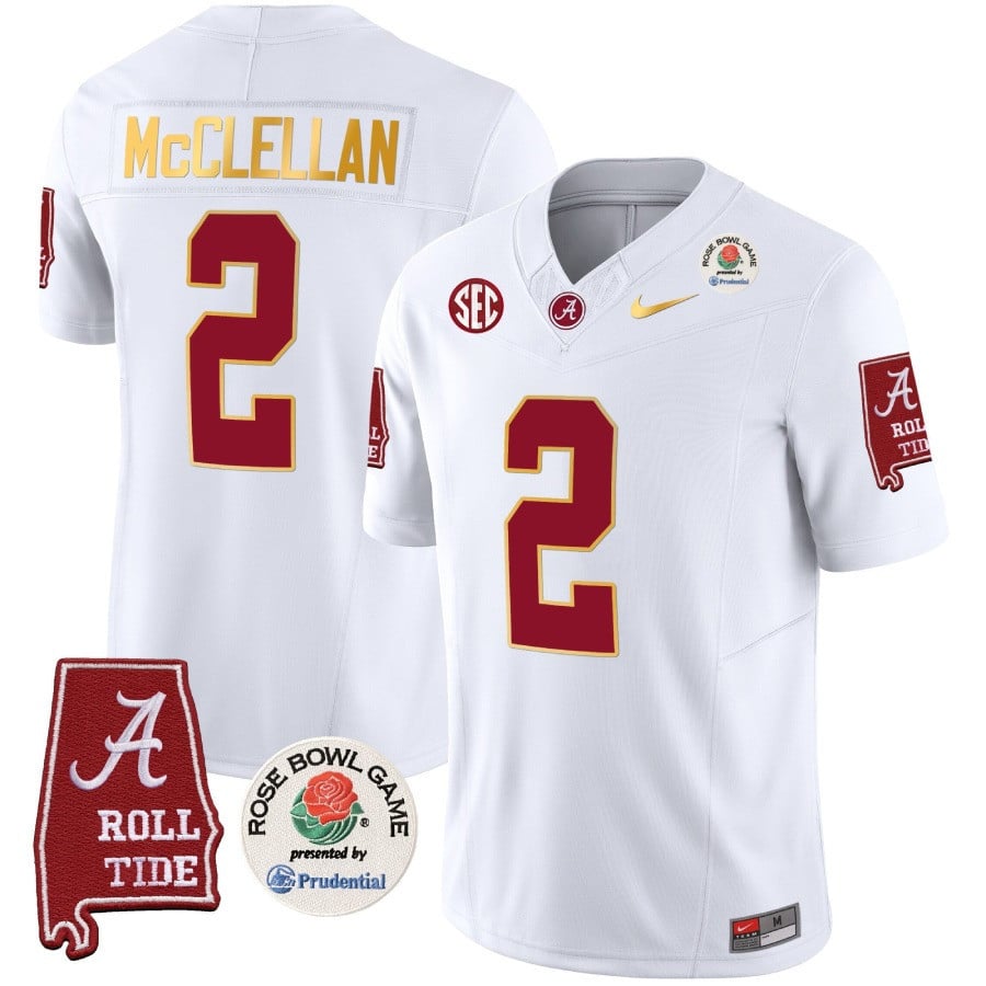 Men's Alabama Crimson Tide Rose Bowl Patch Gold Trim Vapor Limited Jersey - All Stitched