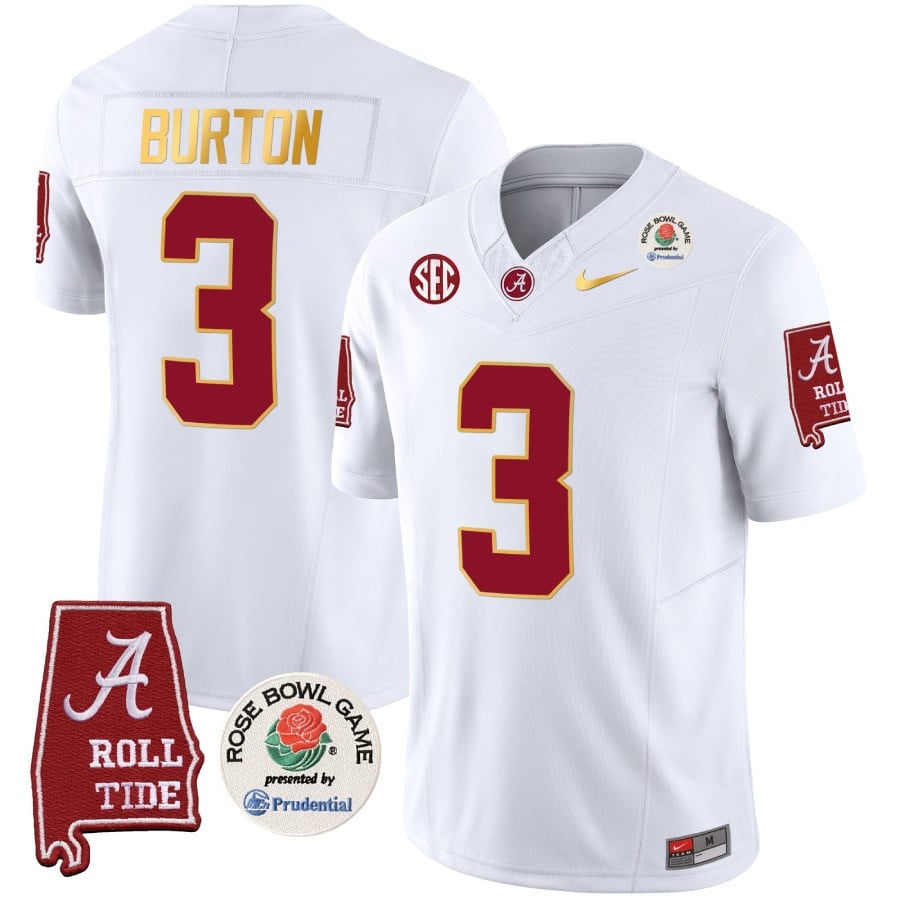 Men's Alabama Crimson Tide Rose Bowl Patch Gold Trim Vapor Limited Jersey - All Stitched