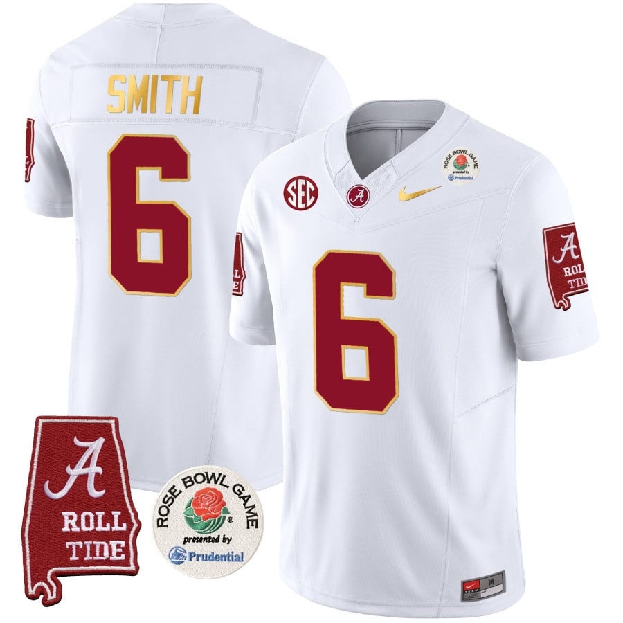Men's Alabama Crimson Tide Rose Bowl Patch Gold Trim Vapor Limited Jersey - All Stitched