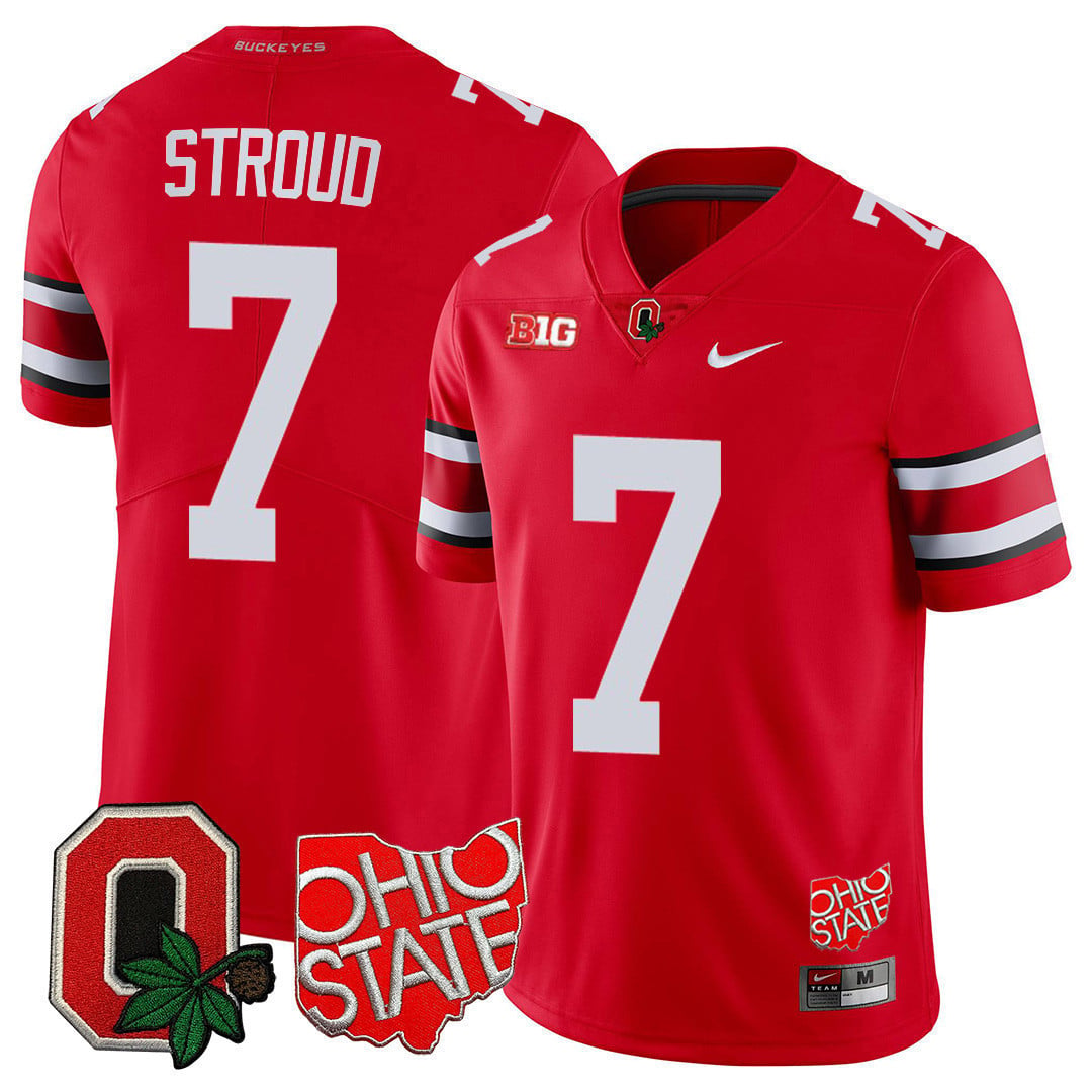 Men's Ohio State Buckeyes Ohio State & Logo Patch Jersey - All Stitched