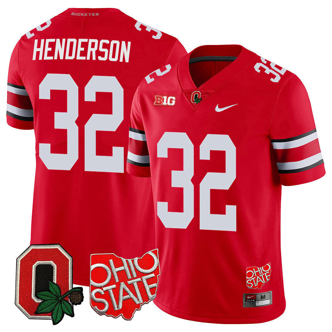 Men's Ohio State Buckeyes Ohio State & Logo Patch Jersey - All Stitched