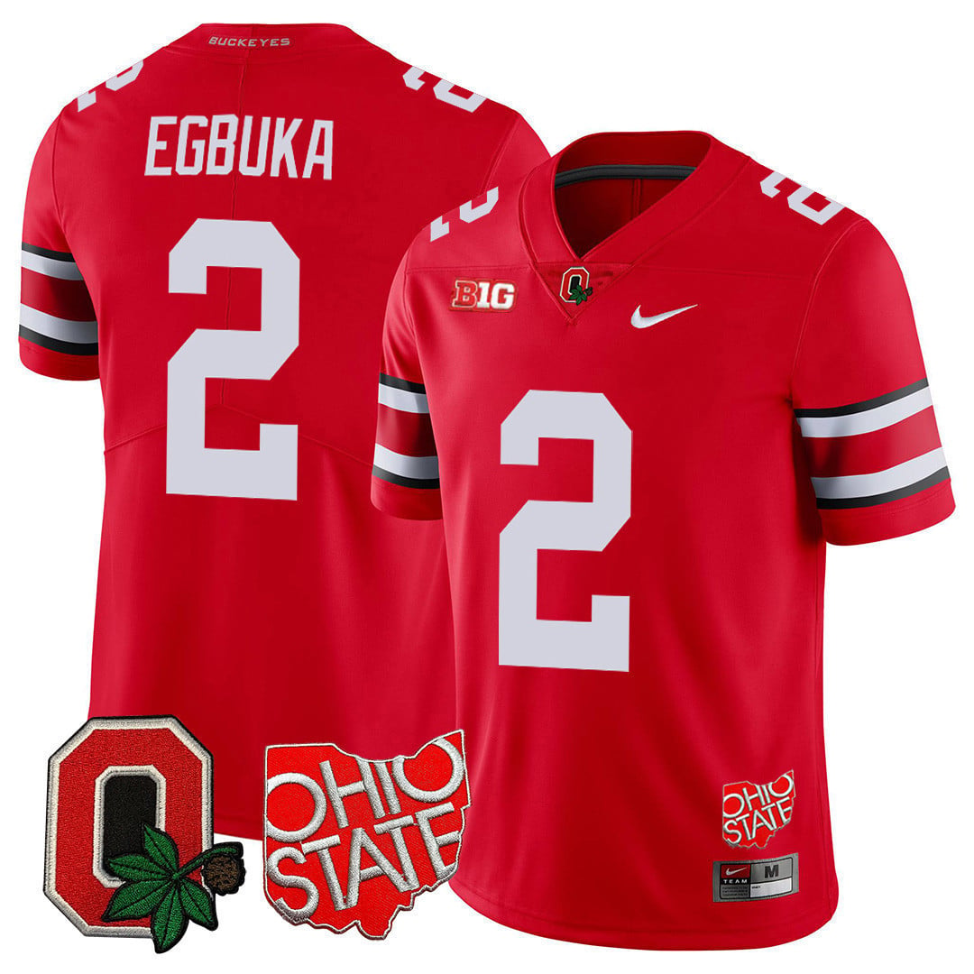 Men's Ohio State Buckeyes Ohio State & Logo Patch Jersey - All Stitched