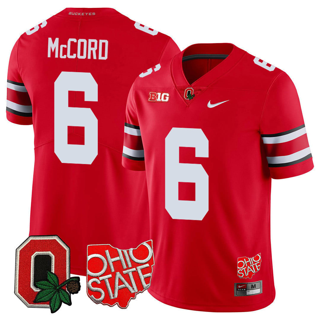 Men's Ohio State Buckeyes Ohio State & Logo Patch Jersey - All Stitched