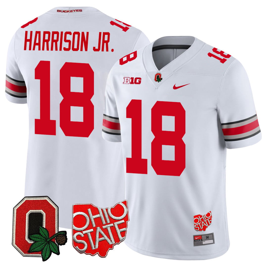 Men's Ohio State Buckeyes Ohio State & Logo Patch Jersey - All Stitched