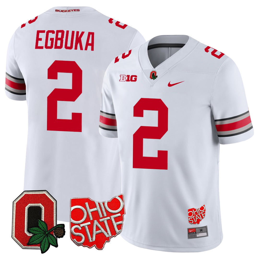 Men's Ohio State Buckeyes Ohio State & Logo Patch Jersey - All Stitched