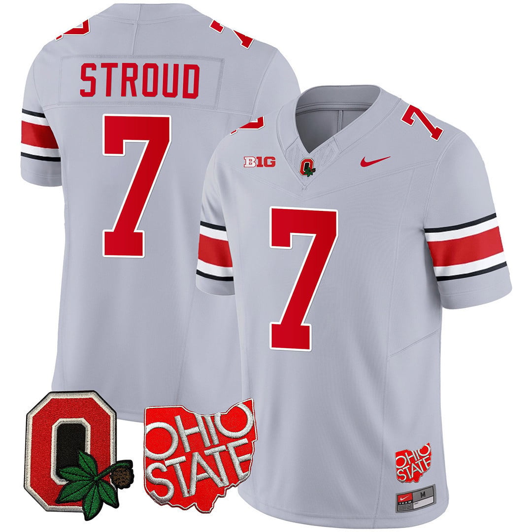 Men's Ohio State Buckeyes Ohio State & Logo Patch Jersey - All Stitched