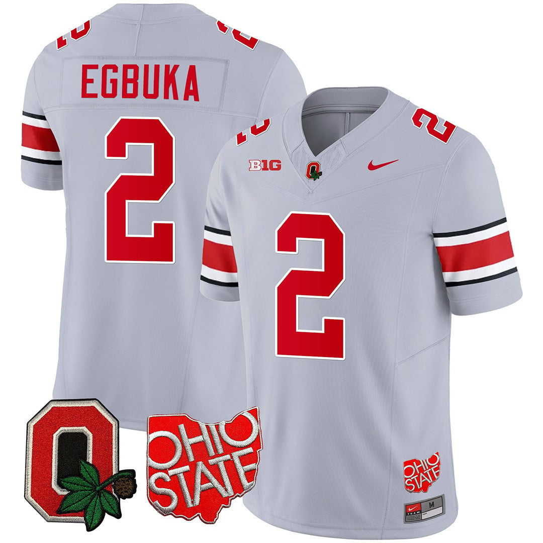 Men's Ohio State Buckeyes Ohio State & Logo Patch Jersey - All Stitched