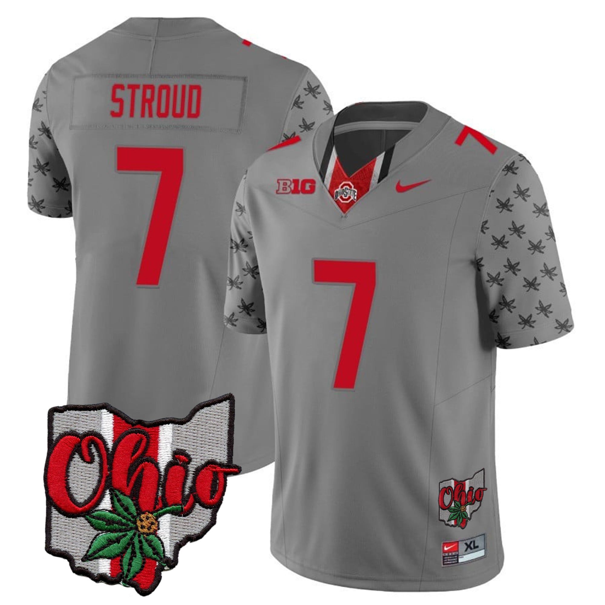 Men's Ohio State Buckeyes 2023 Gray Alternate Jersey V2 - Stitched