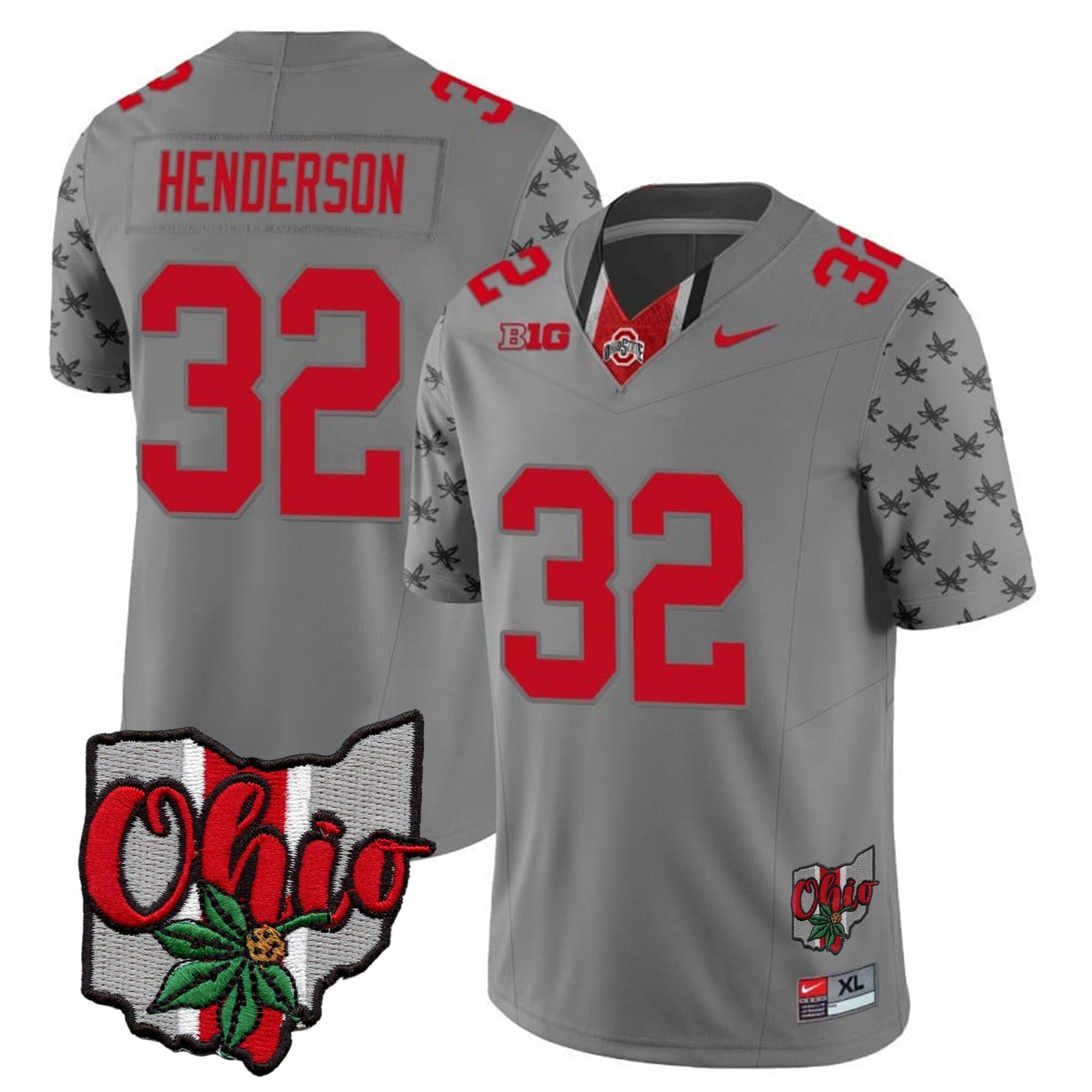 Men's Ohio State Buckeyes 2023 Gray Alternate Jersey V2 - Stitched