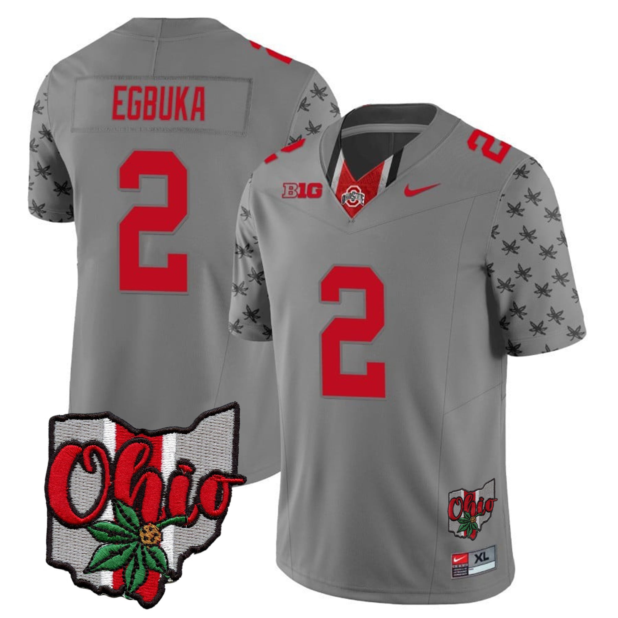 Men's Ohio State Buckeyes 2023 Gray Alternate Jersey V2 - Stitched