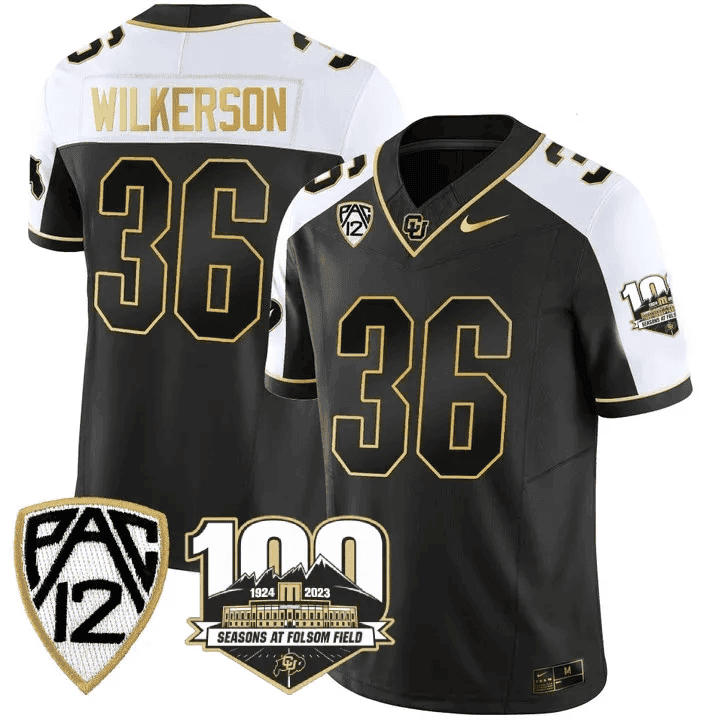 Men's Colorado Buffaloes 100th Seasons At Folsom Field Patch Vapor Gold Jersey V2 ?All Stitched