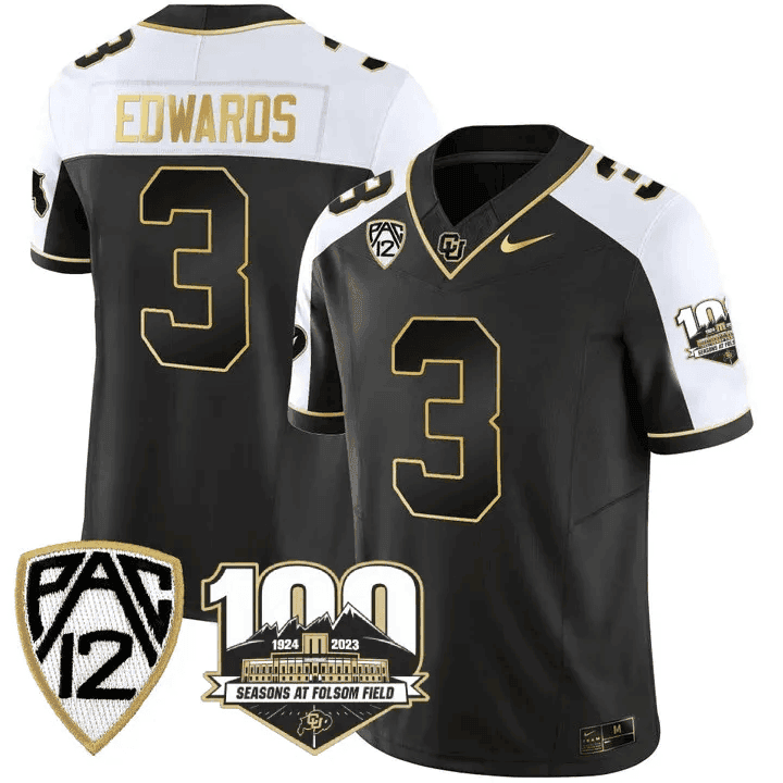Men's Colorado Buffaloes 100th Seasons At Folsom Field Patch Vapor Gold Jersey V2 ?All Stitched