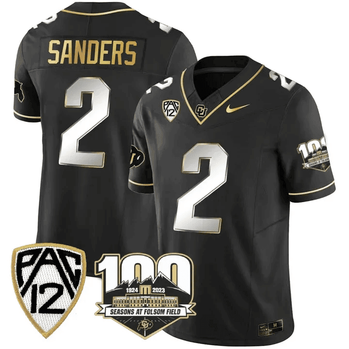 Men's Colorado Buffaloes 100th Seasons At Folsom Field Patch Vapor Gold Jersey V2 ?All Stitched
