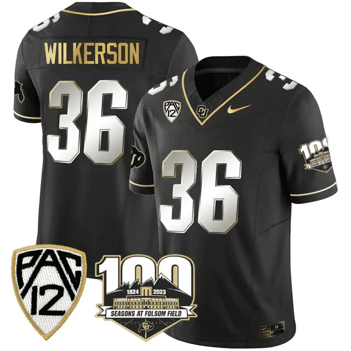 Men's Colorado Buffaloes 100th Seasons At Folsom Field Patch Vapor Gold Jersey V2 ?All Stitched