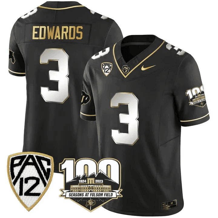 Men's Colorado Buffaloes 100th Seasons At Folsom Field Patch Vapor Gold Jersey V2 ?All Stitched