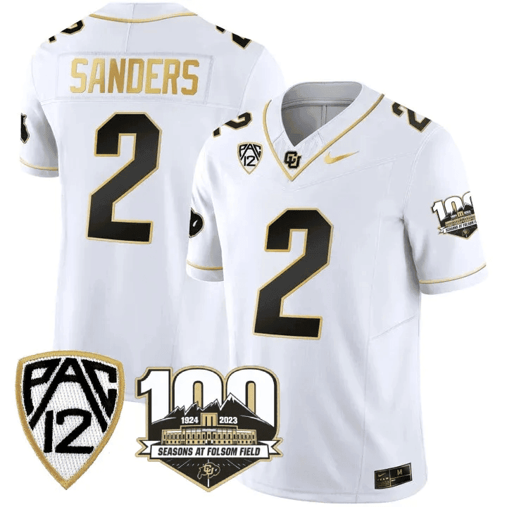 Men's Colorado Buffaloes 100th Seasons At Folsom Field Patch Vapor Gold Jersey V2 ?All Stitched