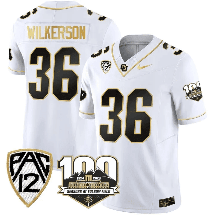 Men's Colorado Buffaloes 100th Seasons At Folsom Field Patch Vapor Gold Jersey V2 ?All Stitched