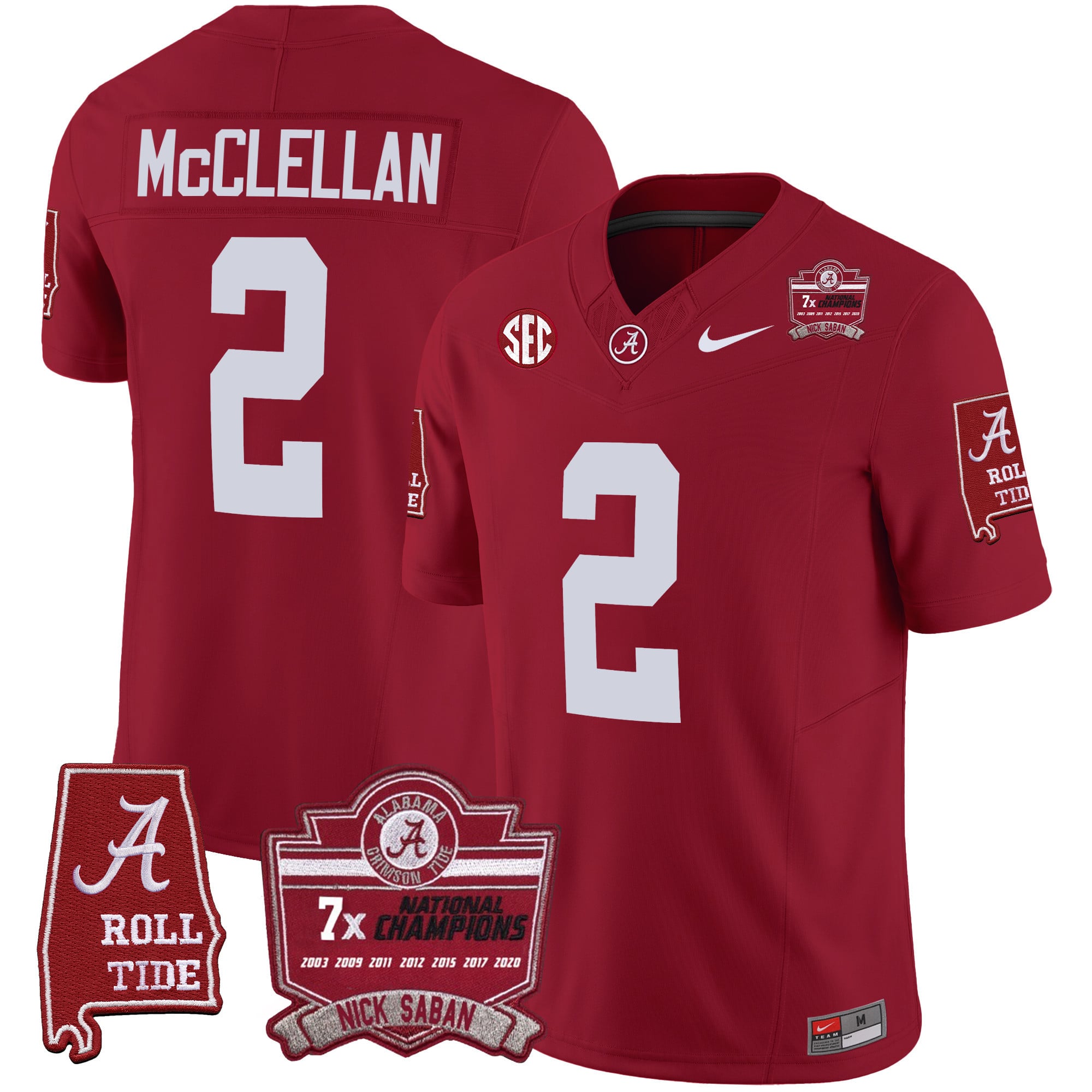 Men's Alabama Crimson Tide Nick Saban 7x Champions Patch Vapor Jersey - All Stitched