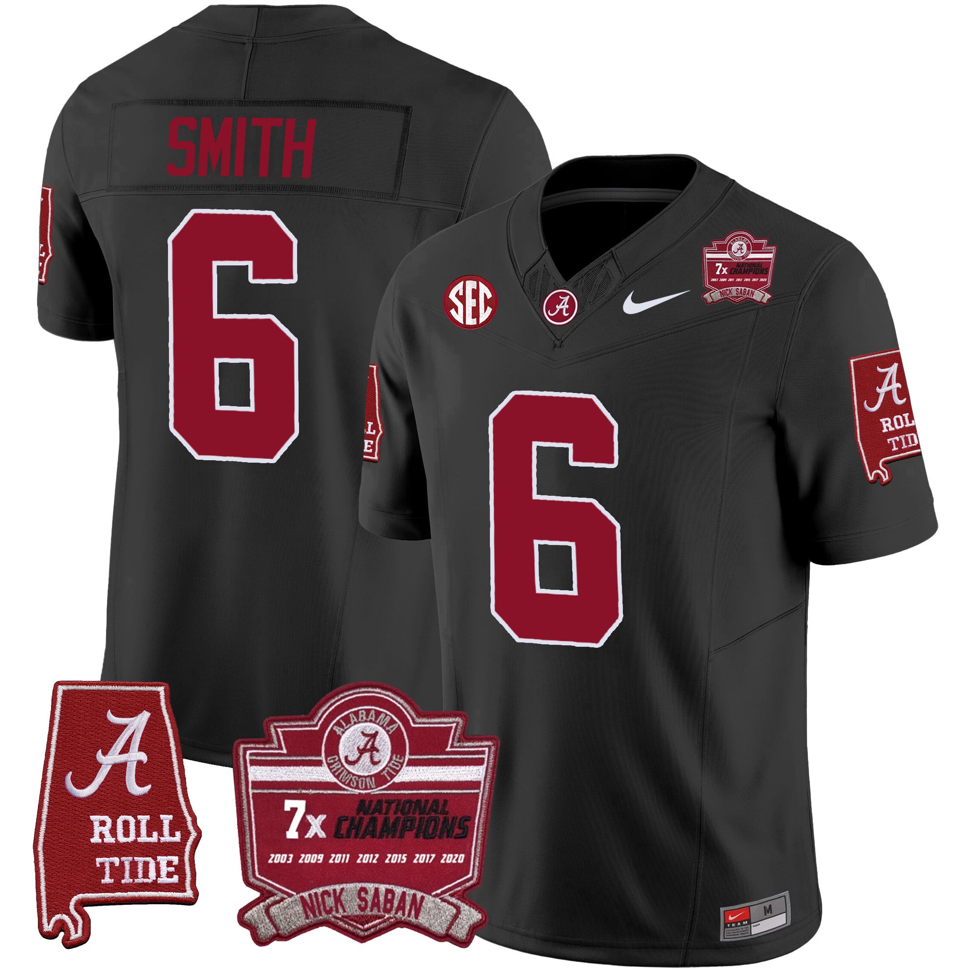 Men's Alabama Crimson Tide Nick Saban 7x Champions Patch Vapor Jersey - All Stitched