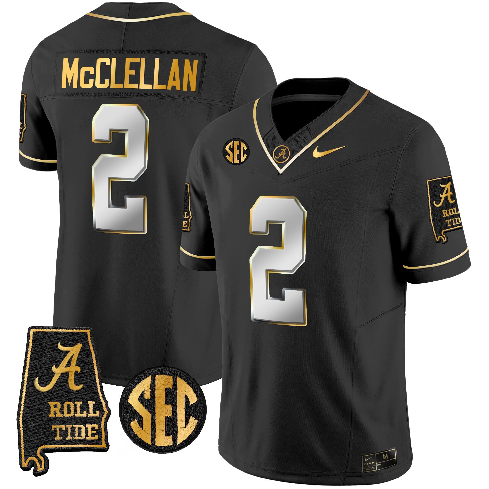 Men's Alabama Crimson Tide Vapor Gold Jersey V3 - Alabama Map - All Stitched