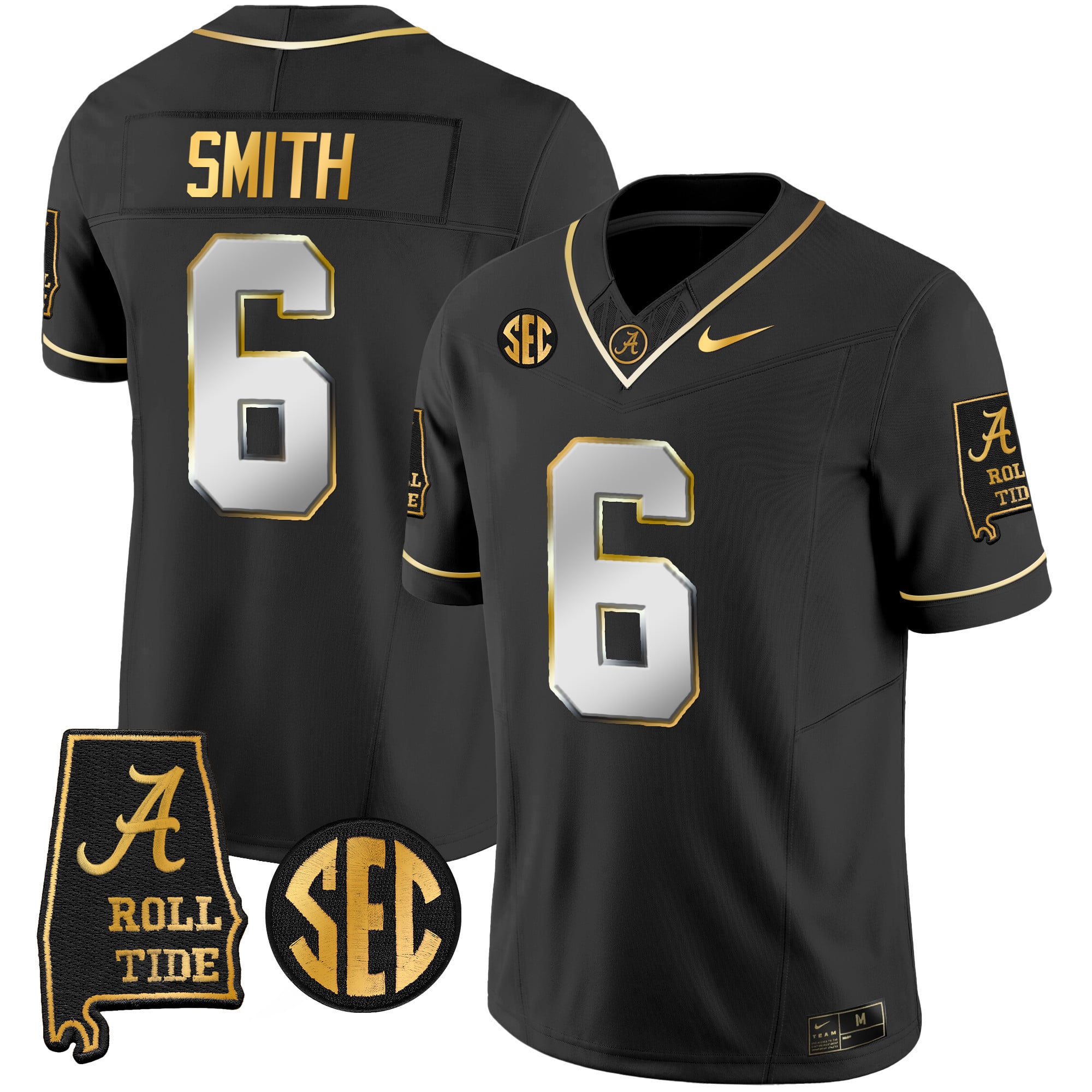 Men's Alabama Crimson Tide Vapor Gold Jersey V3 - Alabama Map - All Stitched