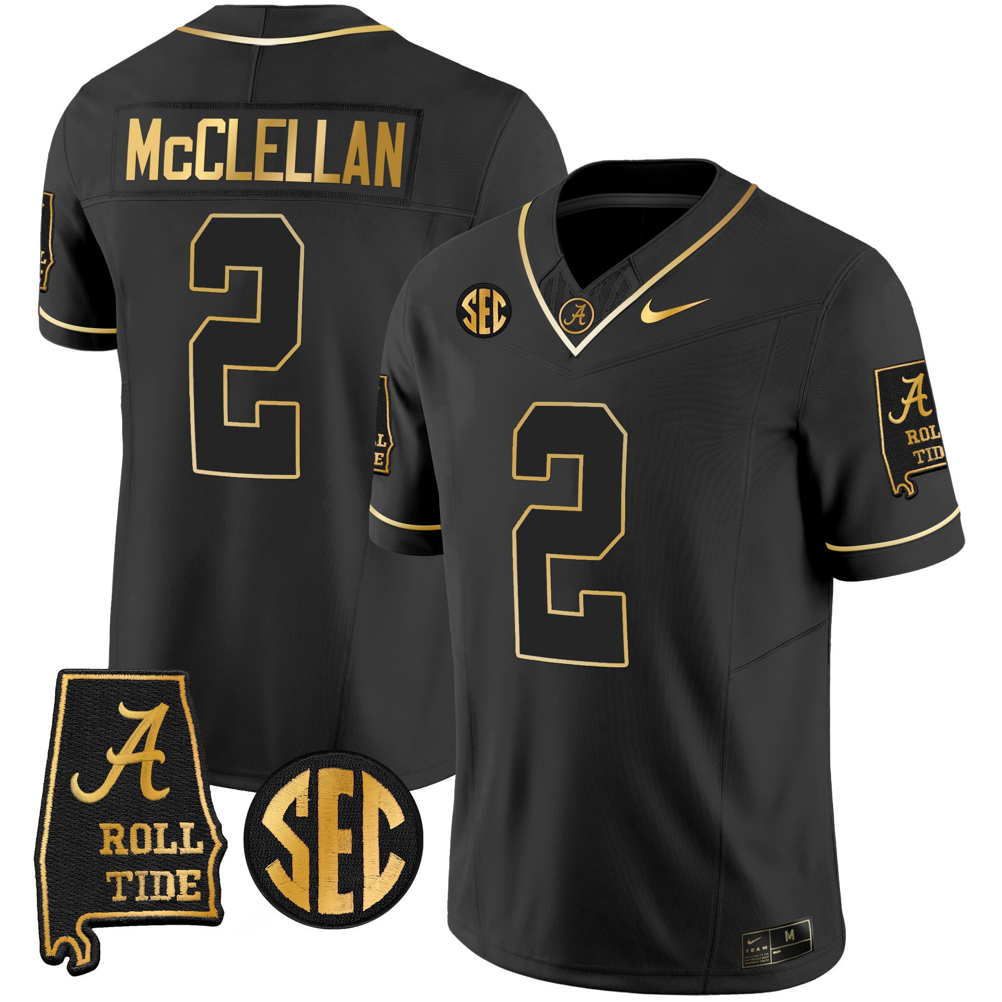 Men's Alabama Crimson Tide Vapor Gold Jersey V3 - Alabama Map - All Stitched