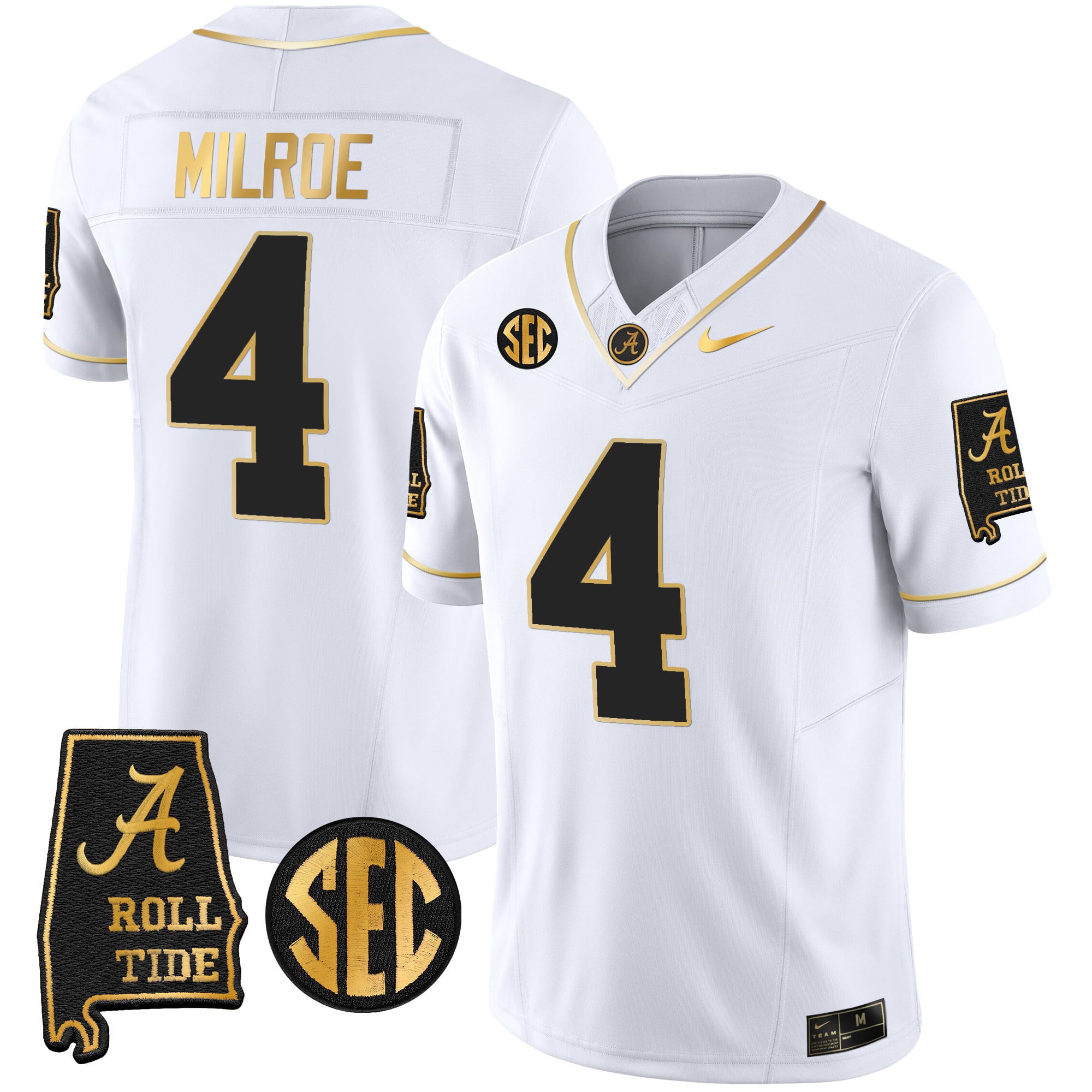 Men's Alabama Crimson Tide Vapor Gold Jersey V3 - Alabama Map - All Stitched