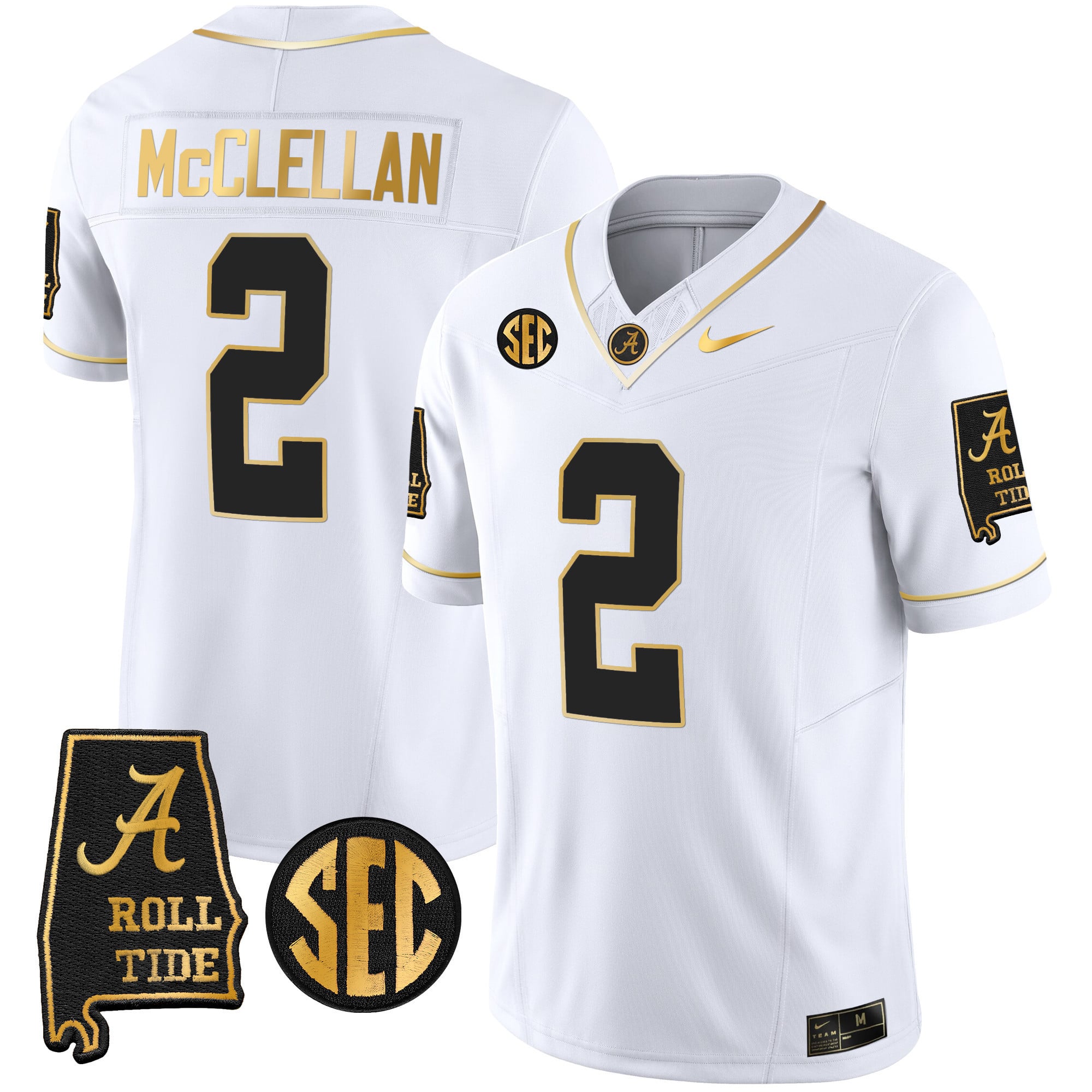 Men's Alabama Crimson Tide Vapor Gold Jersey V3 - Alabama Map - All Stitched