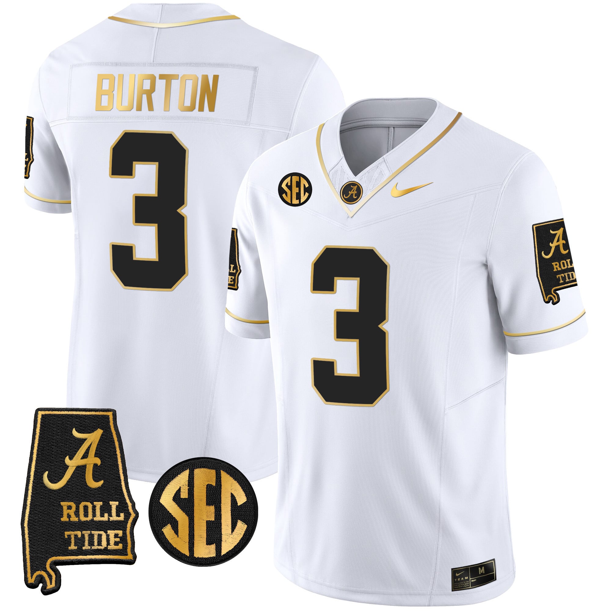 Men's Alabama Crimson Tide Vapor Gold Jersey V3 - Alabama Map - All Stitched