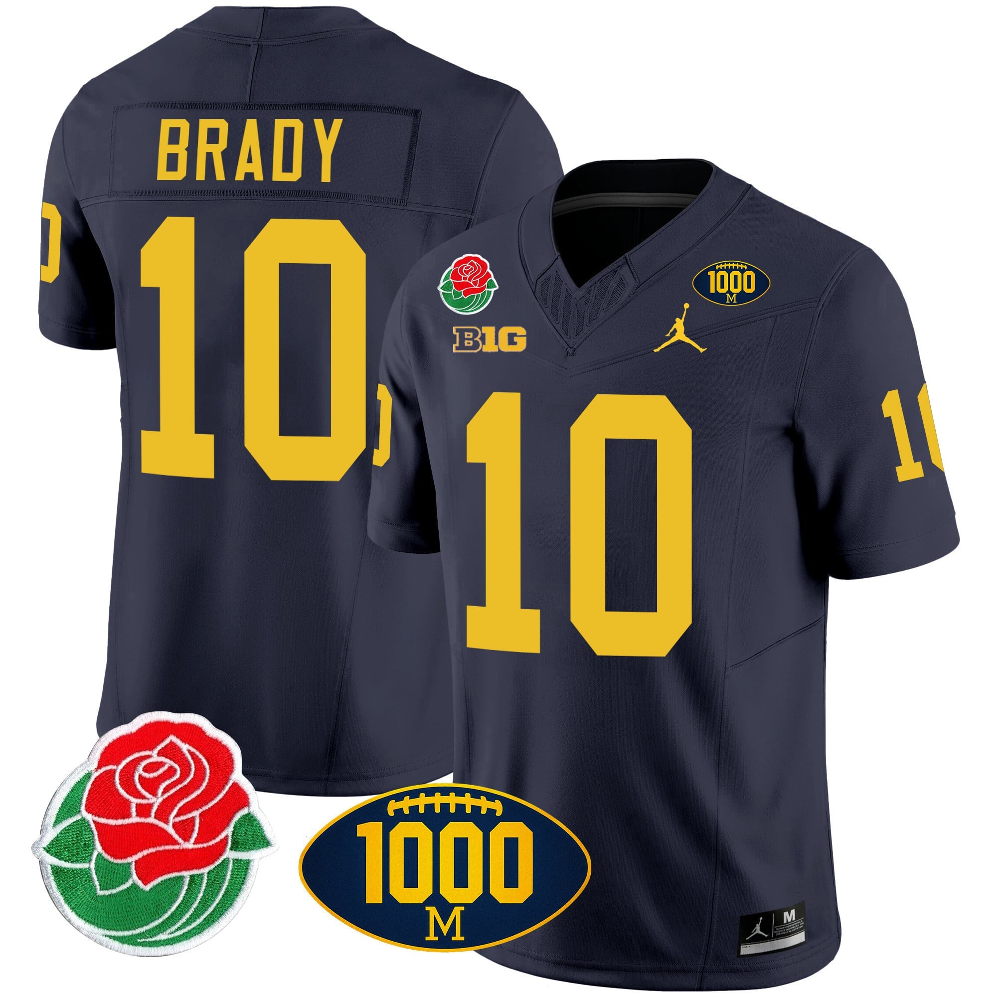 Men's Michigan Wolverines Rose Bowl & 1000 Wins Patch Vapor Jersey - All Stitched