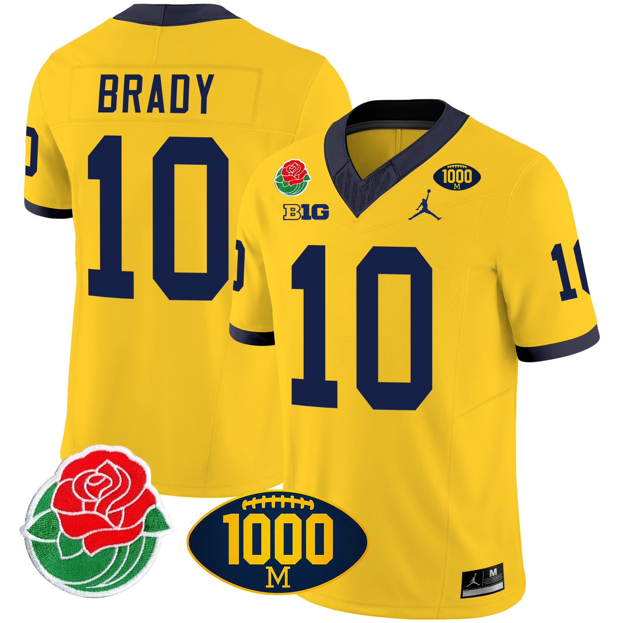 Men's Michigan Wolverines Rose Bowl & 1000 Wins Patch Vapor Jersey - All Stitched
