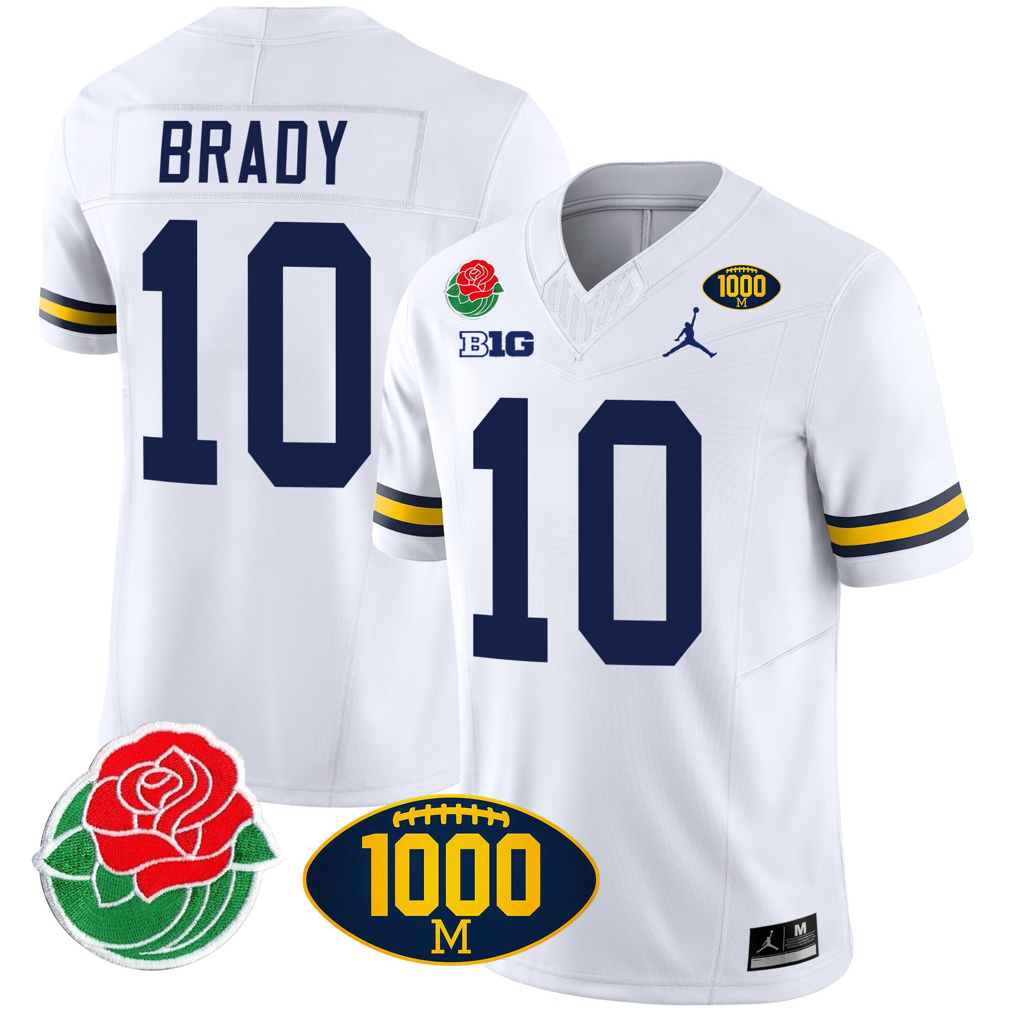 Men's Michigan Wolverines Rose Bowl & 1000 Wins Patch Vapor Jersey - All Stitched