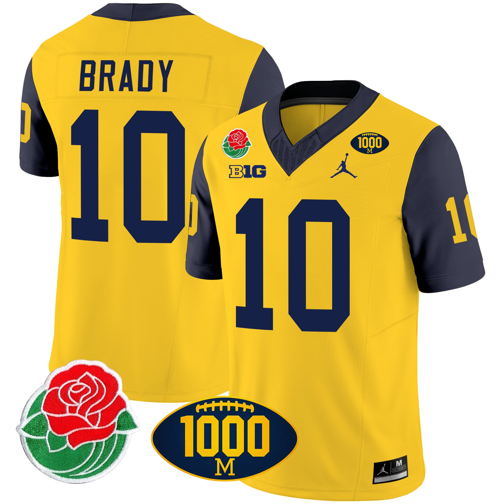 Men's Michigan Wolverines Rose Bowl & 1000 Wins Patch Vapor Jersey - All Stitched