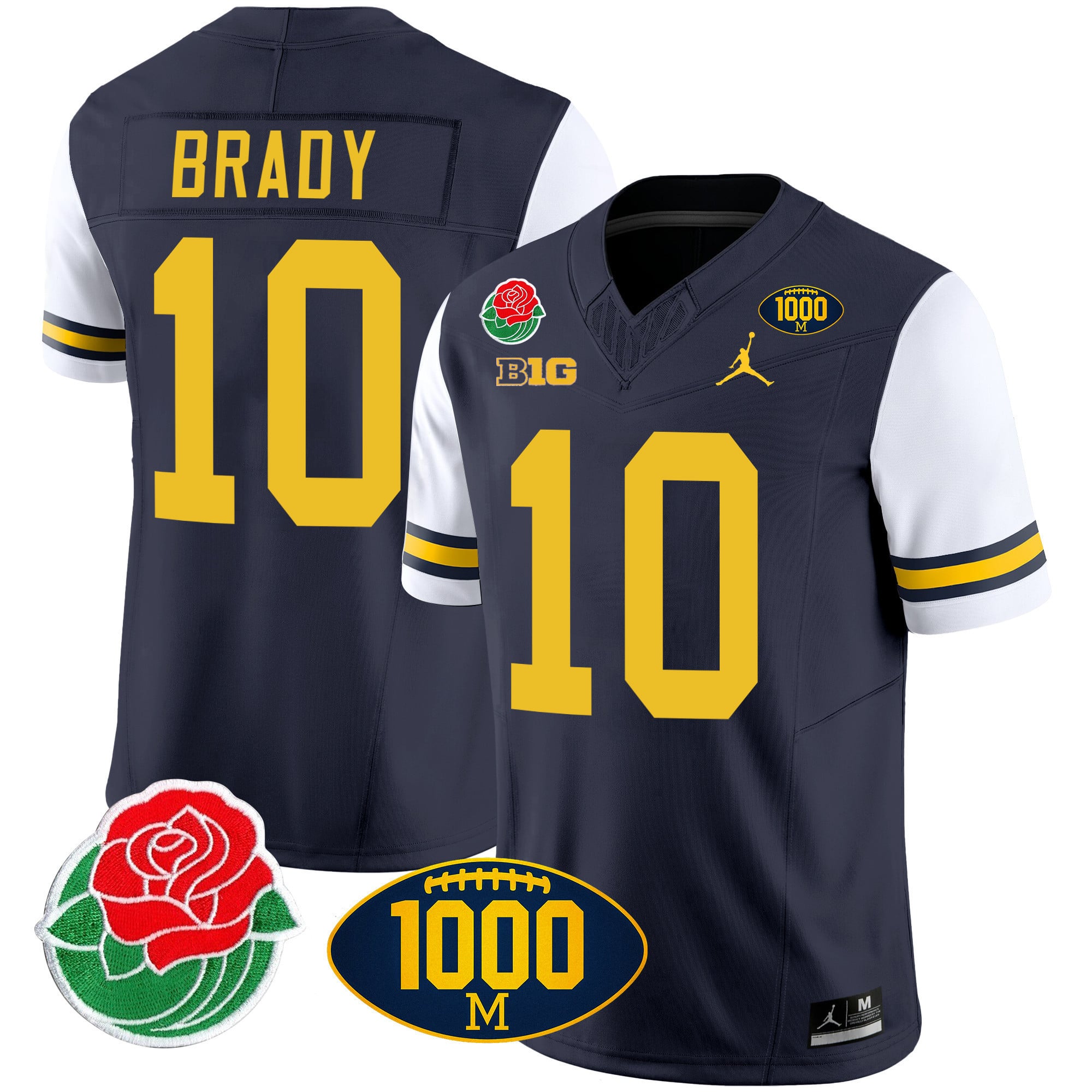 Men's Michigan Wolverines Rose Bowl & 1000 Wins Patch Vapor Jersey - All Stitched