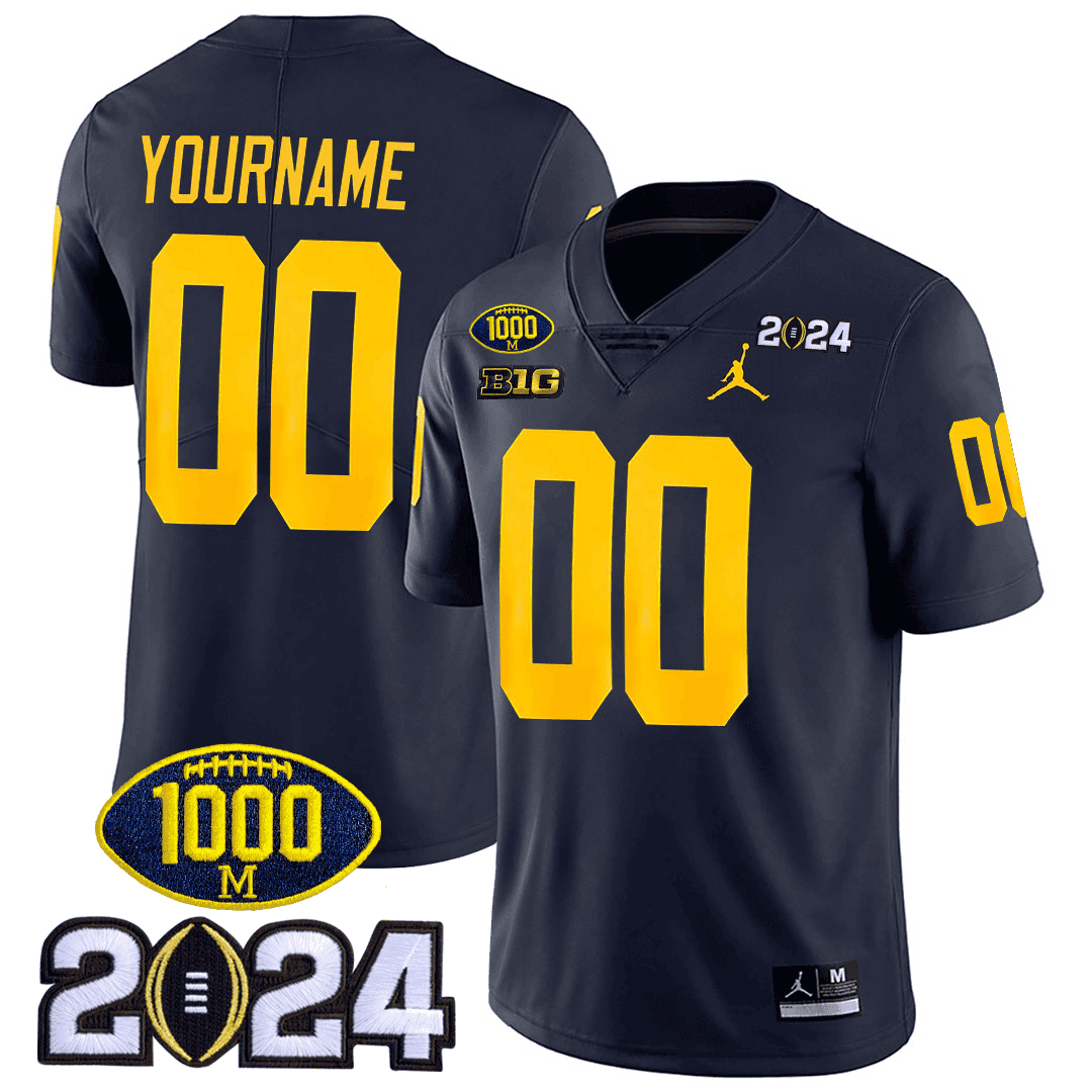 Michigan Wolverines 1000 Wins & 2024 College Bowl Patch Vapor Limited Custom Jersey - All Stitched