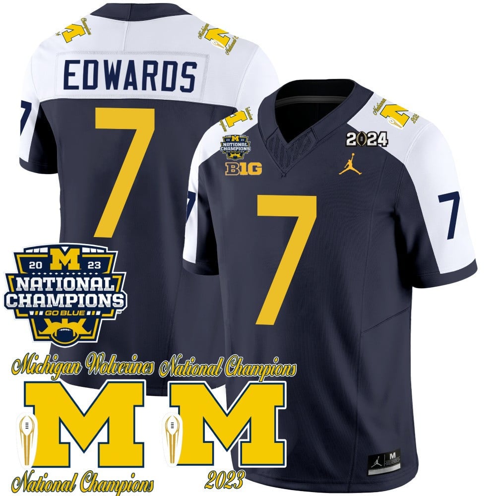 Men's Michigan Wolverines CFP 2023 National Champions Patch Vapor Jersey - All Stitched