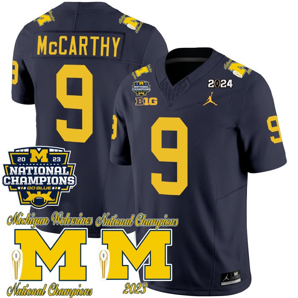 Men's Michigan Wolverines CFP 2023 National Champions Patch Vapor Jersey - All Stitched