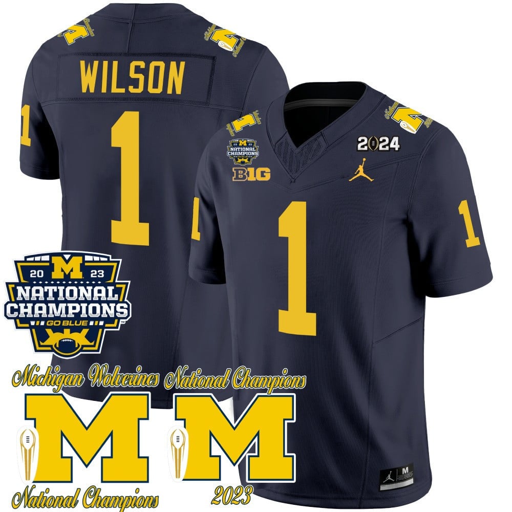 Men's Michigan Wolverines CFP 2023 National Champions Patch Vapor Jersey - All Stitched