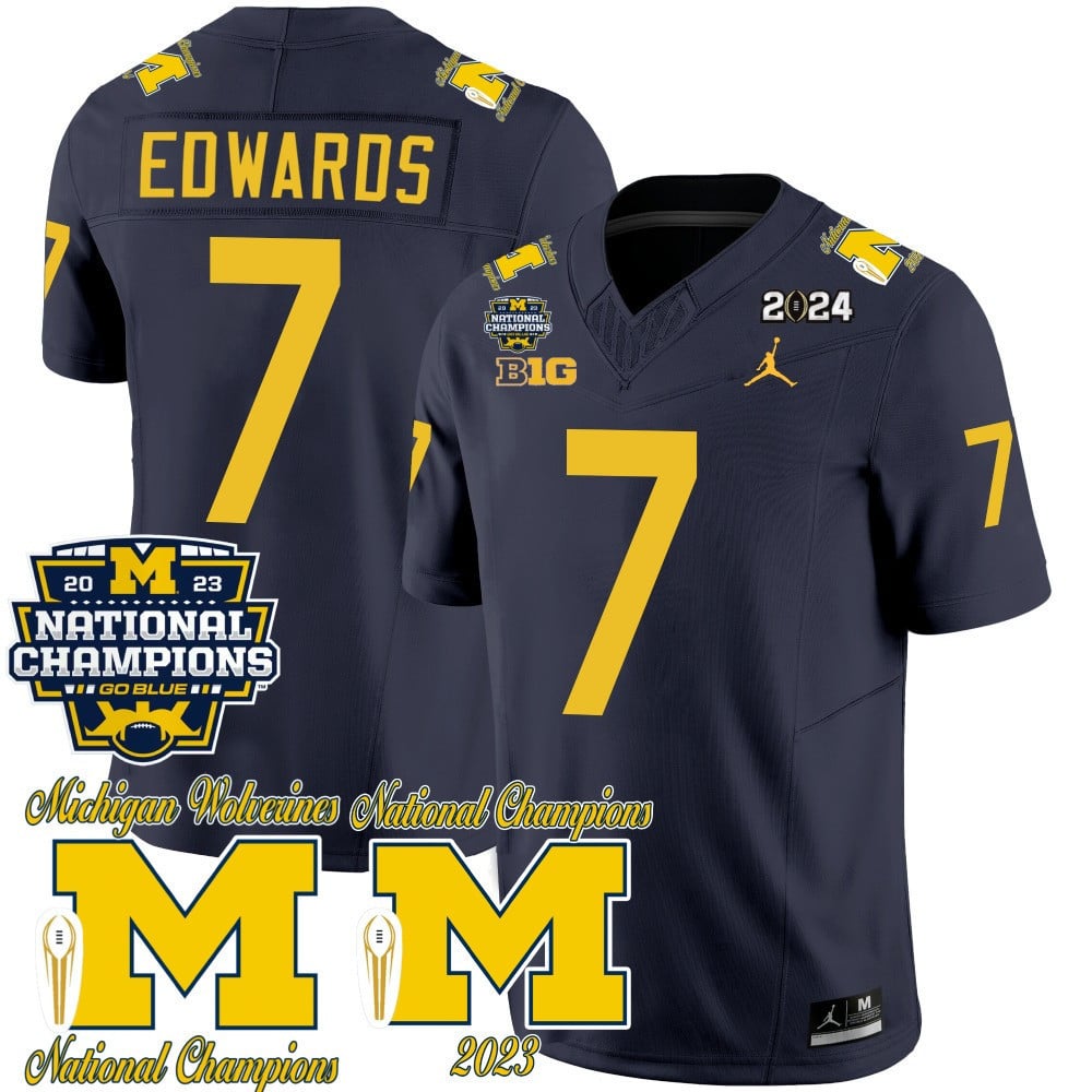 Men's Michigan Wolverines CFP 2023 National Champions Patch Vapor Jersey - All Stitched