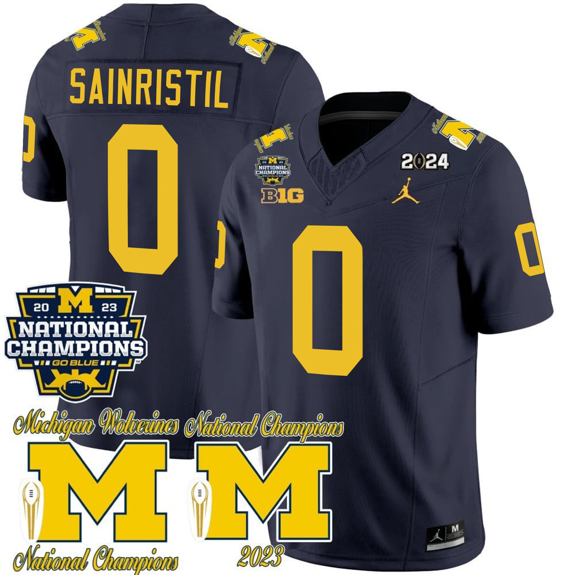 Men's Michigan Wolverines CFP 2023 National Champions Patch Vapor Jersey - All Stitched