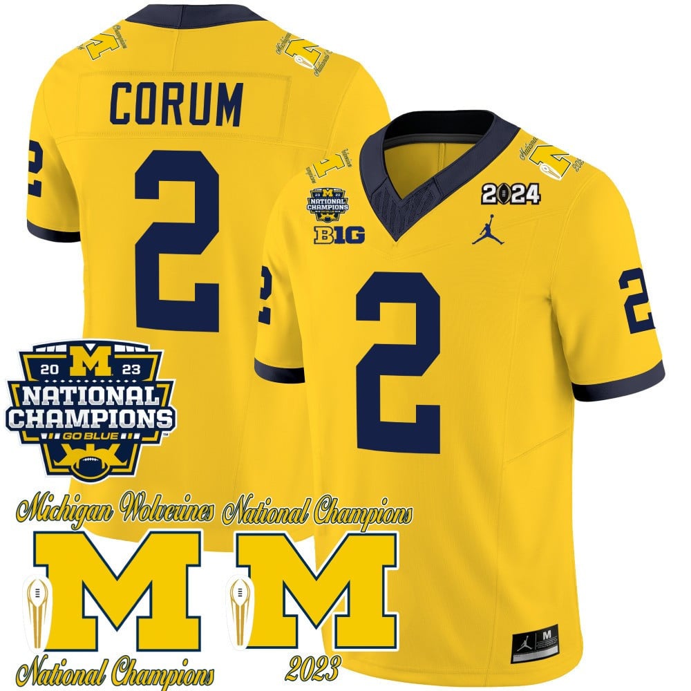 Men's Michigan Wolverines CFP 2023 National Champions Patch Vapor Jersey - All Stitched