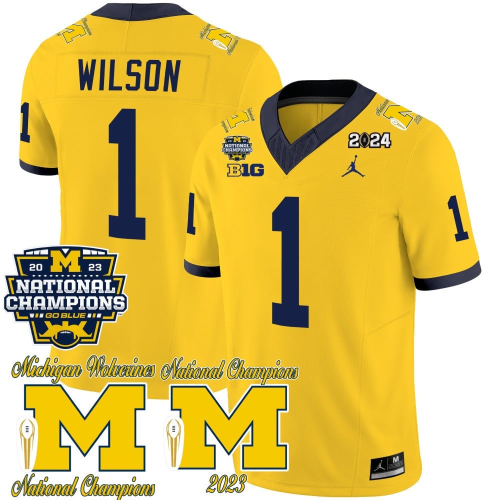 Men's Michigan Wolverines CFP 2023 National Champions Patch Vapor Jersey - All Stitched