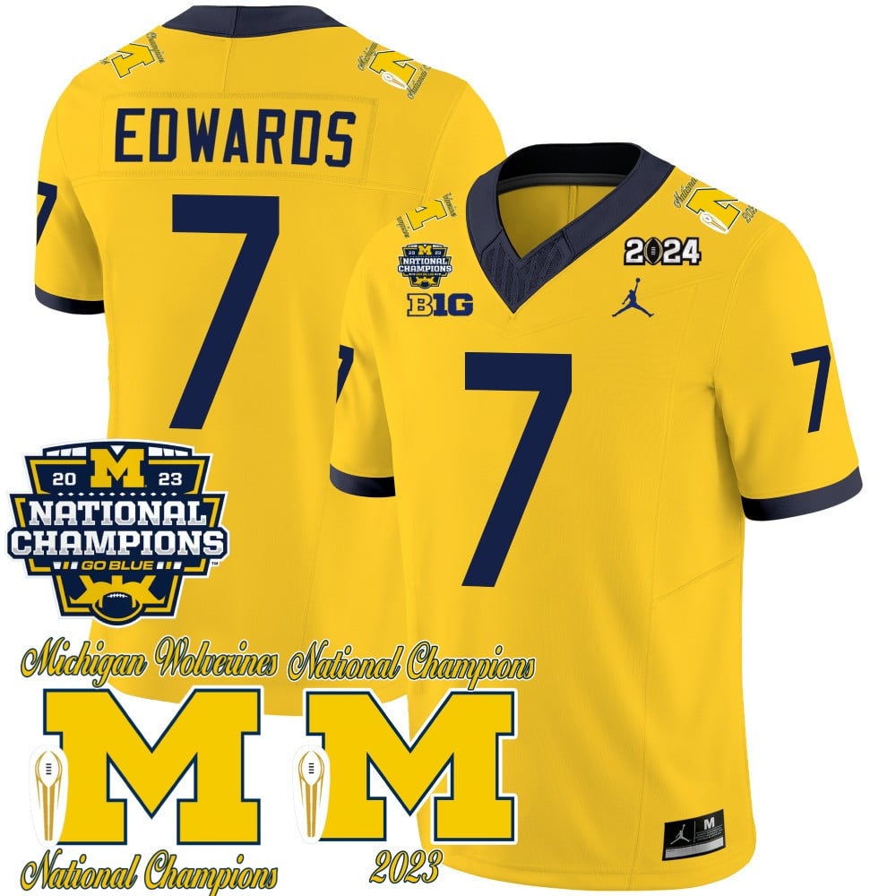 Men's Michigan Wolverines CFP 2023 National Champions Patch Vapor Jersey - All Stitched